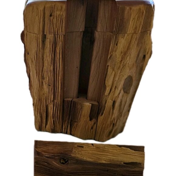 Wooden Rustic Stump Puzzle Box Organizer Jewelry Trinkets Office - Picture 3 of 8